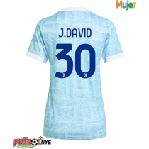 Camiseta Juventus Jonathan David #30 Visitante Equipación para mujer 2025-26 manga corta
